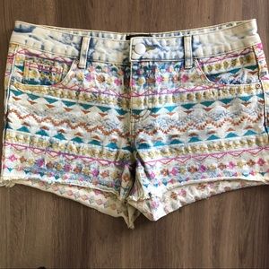 Angie multicolor embellished denim shorts